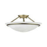 Livex Lighting 4824-01 Newburgh Collection 3 Light Semi-Flush, Antique Brass,...