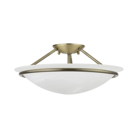 Livex Lighting 4824-01 Newburgh Collection 3 Light Semi-Flush, Antique Brass,...