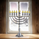 Extra Large Traditional Chanukah Menorah use with Thick Shabbat Candles or Oi...