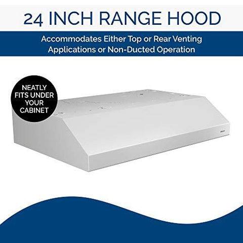 Broan-NuTone BCSD124WW Glacier Range Hood with Light, Exhaust 24-Inch, White