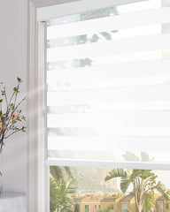 Persilux Blackout Cordless Zebra Blinds for Windows (30" W x 72" H, White) wi...