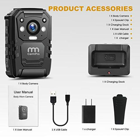 CammPro I826 1296P HD Police Body Camera,128G 1 Count (Pack of 1)