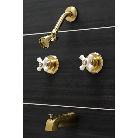 Kingston Brass KB247PX Magellan Tub and Shower Faucet, Brushed Brass 72 x 8 x...