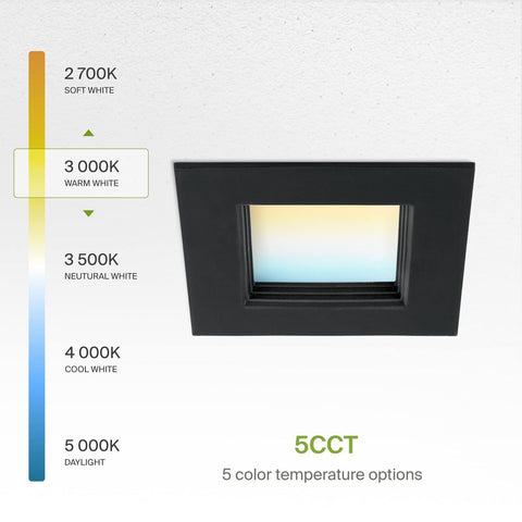 ASD Black 4 Inch LED Recessed Lighting Retrofit Square 5 CCT Selectable 2700K...