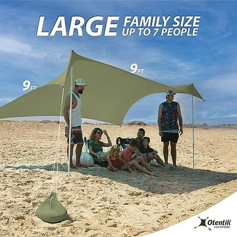 Otentik Beach Sunshade - with Sandbag Anchors - The Original Sunshade Since 2...