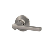 Straight Lever with Round Trim Hall and Closet Door Handle, Satin Nickel Fini...