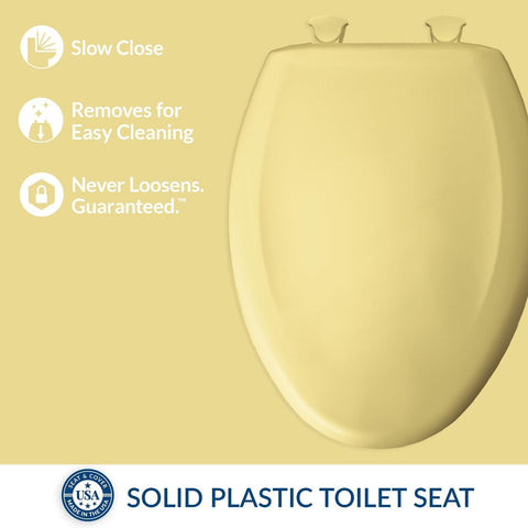 Bemis Classic Colors Slow Close Toilet Seat, Easy Clean Hinges and Durable Pl...