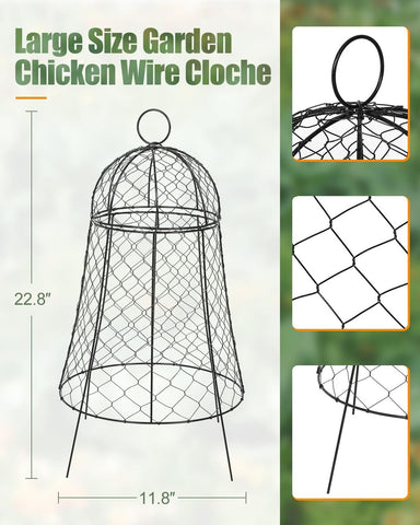 Chicken Wire Cloche for Outdoor Plants, Chicken Wire Plant Protector, Large G...