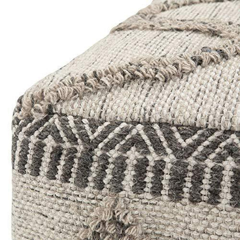 SIMPLIHOME Sweeney Square Pouf, 18" d x w x 14" h, Grey, Natural