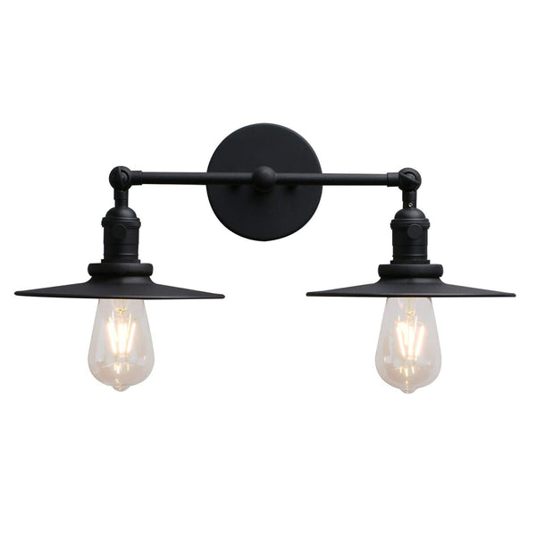 Phansthy 2 Lights Sconce with Switch Matte Black Vanity Light with Dual 7.87 ...