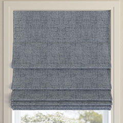 Sun Zero Seraphina Textured 100% Blackout Cordless Roman Shade, 27" x 64", Blue