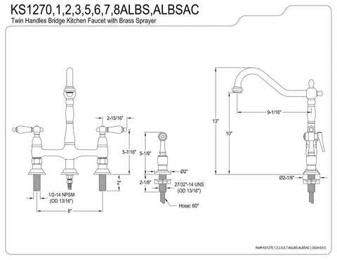 Kingston Brass KS1278ALBS Heritage Bridge Kitchen Faucet, 8-3/4", Brushed Nic...