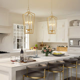 KSANA Gold Chandelier, 4-Light Lantern Pendant Light with