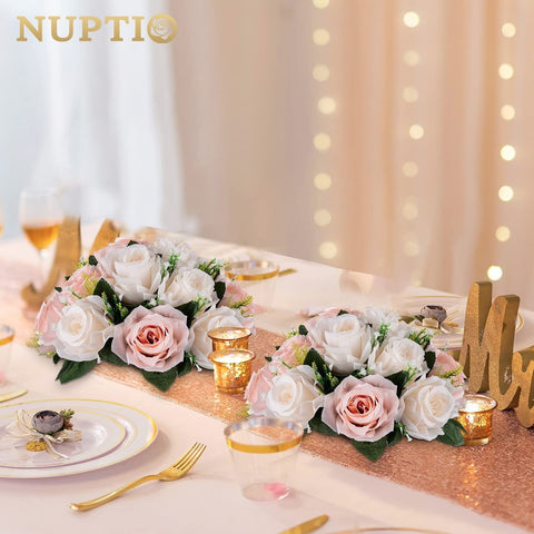 NUPTIO Flower Balls for Wedding Centrepieces - 6 Pcs 9.5in Diameter Artificia...