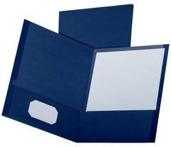 Oxford Linen Finish Two-Pocket Folders, Navy, Letter Size, 25 per box (53443)