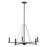 TRANS GLOBE 11645 BK I Linden Collection 30 Inch Five-Light Chandelier - in a...