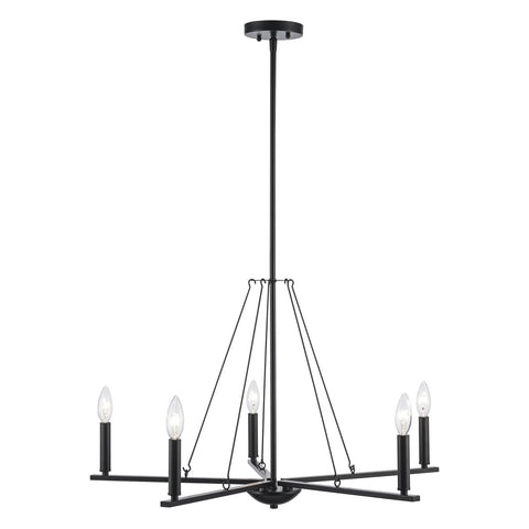 TRANS GLOBE 11645 BK I Linden Collection 30 Inch Five-Light Chandelier - in a...