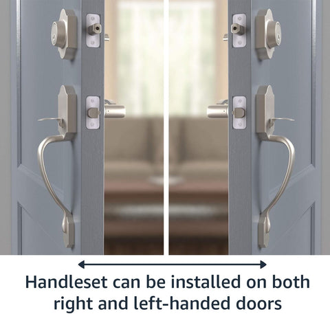 Amazon Basics Handleset with Shelby Lever - Single Cylinder Packs, Satin Nick...