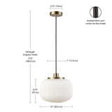 Globe Electric 65842 Lily 1-Light Pendant Lighting, Matte Brass, Frosted Ribb...