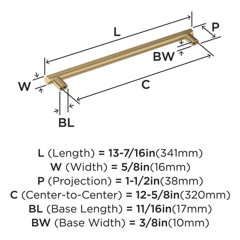 Amerock Bronx 12-5/8 inch (320mm) Center-to-Center Champagne Bronze Cabinet P...