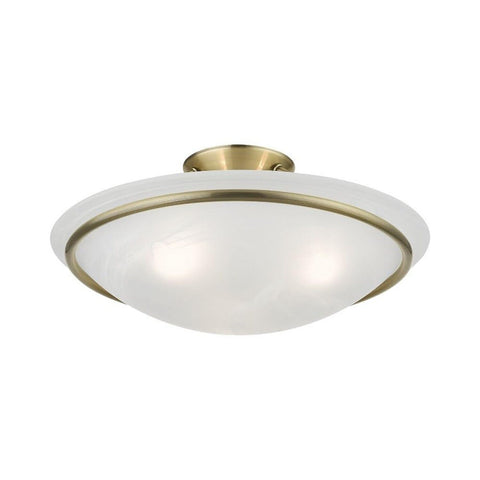 Livex Lighting 4824-01 Newburgh Collection 3 Light Semi-Flush, Antique Brass,...