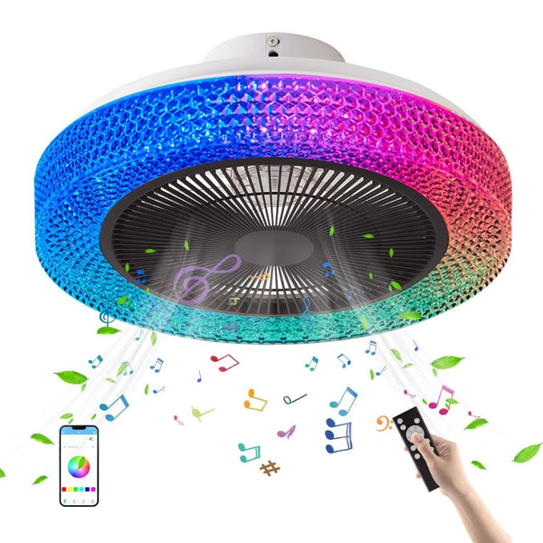 RGB Ceiling Fan Light, 19.09-Inch, Dimmable LED Color Changing Ceiling Fan Li...