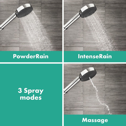 hansgrohe Pulsify S 6-inch Handheld Shower Head Set Modern 3-Spray PowderRain...