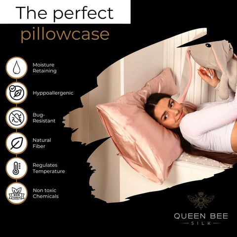 QUEEN BEE SILK - 2 Pack Silk Pillowcase for Hair and Skin - 22 Momme Mulberry...