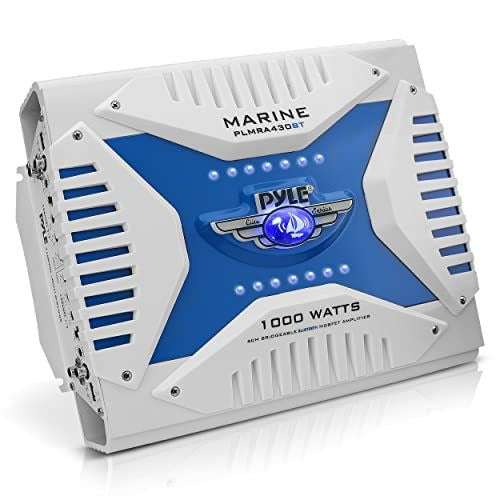 Pyle 2.1 Bluetooth Marine Amplifier Receiver - Waterproof 4 1000 Watt, blue