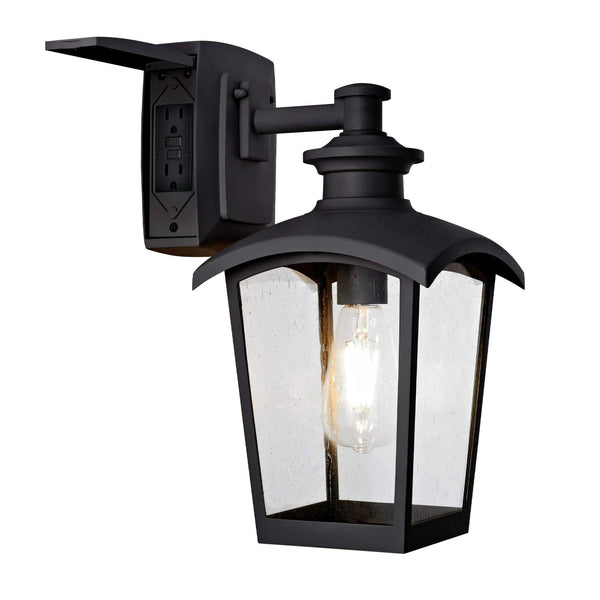 31703 Spence 1-Light Outdoor Wall Lantern with Seeded Glass and Built-in GFCI...