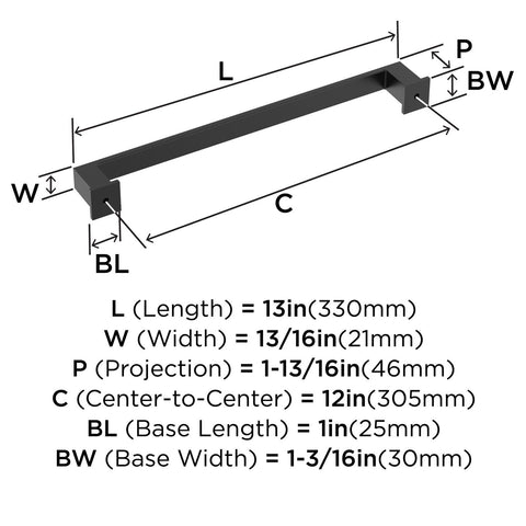 Amerock BP54030FB | Matte Black Appliance Pull | 12 inch (305mm) Center-to-Ce...