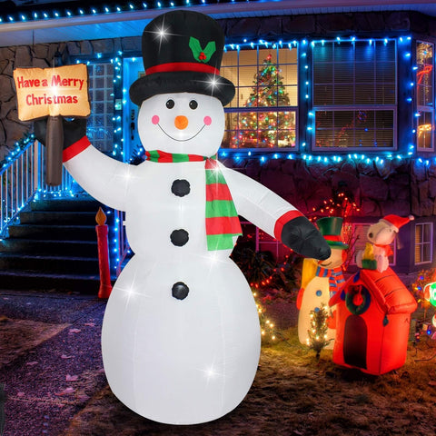 Fanshunlite 8FT Christmas Giant Inflatable LED Light Large Snowman Blow Up Ya...