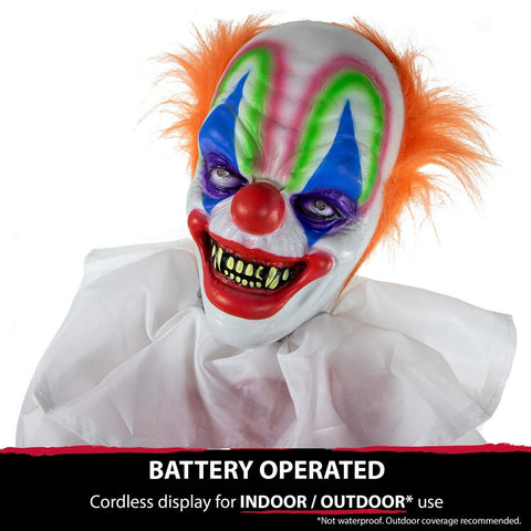 Haunted Hill Farm Life-Size Scary Animatronic Talking Clown with Motion, Touc...