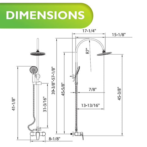 Homewerks 3070-251-CH-B Outdoor Shower Kit with 8-Inch Rain Can and 5-Functio...