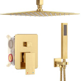 Ceiling Mount Shower Faucet Set, Gold Shower System with 10-Inch Rain Shower ...