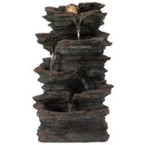 Gardenised Decorative 4 Tier Rock Look Water Fountain with LED Rolling Glow B...