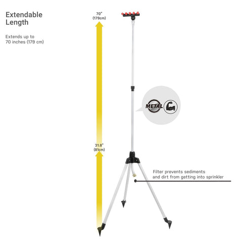 Misting and Lawn Sprinklers with Telescoping Tripod On Tripod