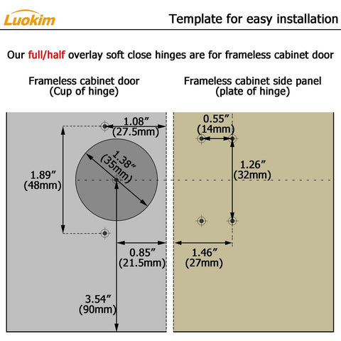40pcs Soft Close Cabinet Concealed Hinges European Half Overlay,110 Degree,Fr...