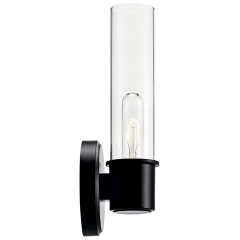 KICHLER Aviv 1-Light Wall Sconce, Modern Light with Clear Glass in Black, for...