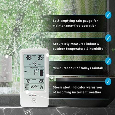 AcuRite 01089M Rain Gauge with Thermometer & Humidity