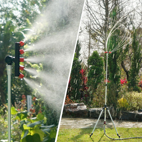 Misting and Lawn Sprinklers with Telescoping Tripod On Tripod