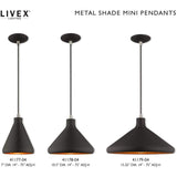 Livex Lighting 41179-04 Metal Shade - 15.25" One Light Mini Pendant, Black Fi...