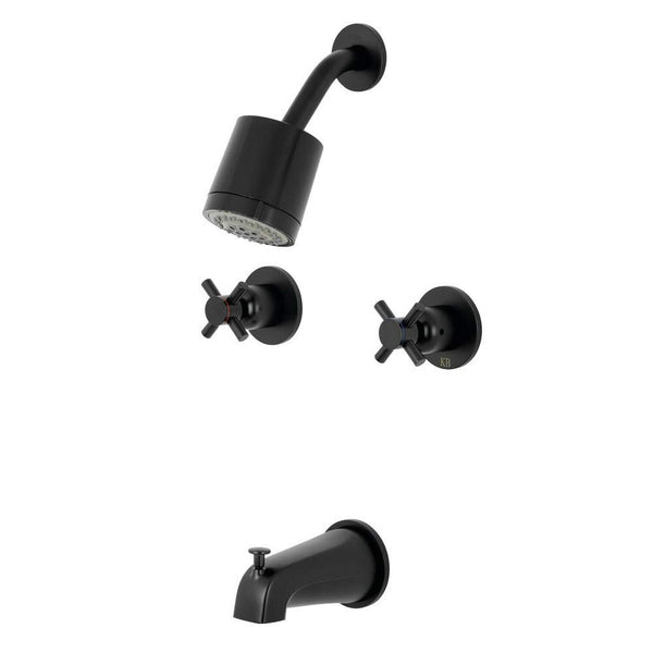 Kingston Brass KBX8140DX Concord Tub and Shower Faucet, Matte Black 7.13 x 13...