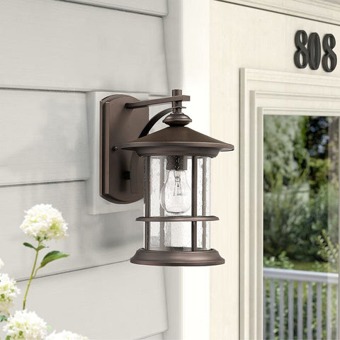 MICSIU Oil Rubbed Bronze Outdoor Light Sconces Wall Mount, Clear Seedy Glass ...