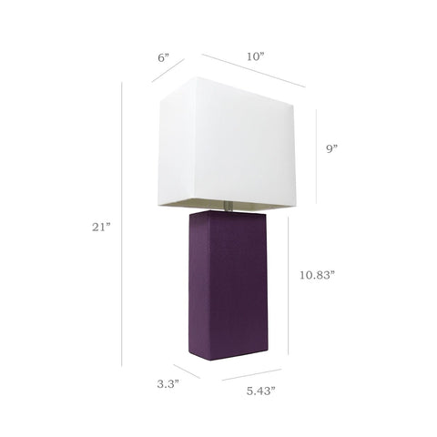 Elegant Designs LC2000-EGP-2PK 2 Pack Modern Leather Table Lamps with White F...