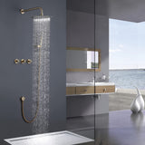 RBROHANT Gold Shower System Brass Shower Faucet Set, 10 Inch High Pressure Ro...