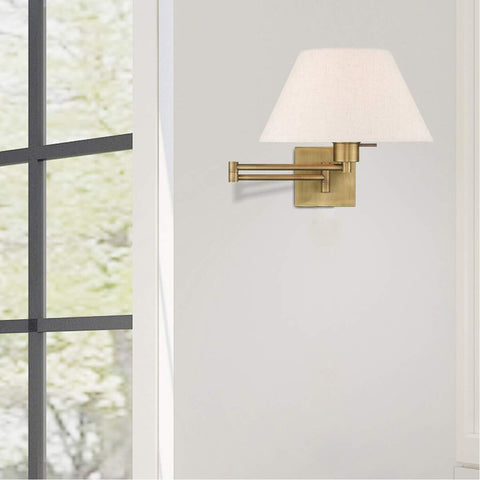 Livex Lighting 40038-01 25" One Light Swing Arm Wall Mount, Antique Brass Fin...