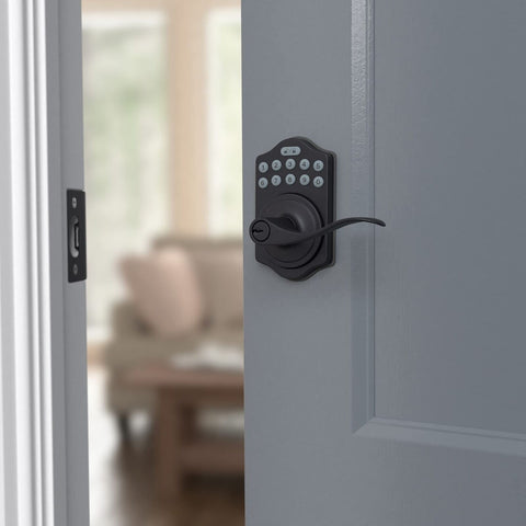 Amazon Basics Electronic Keypad Entry Lever Door Lock, Matte Black, 1-Pack