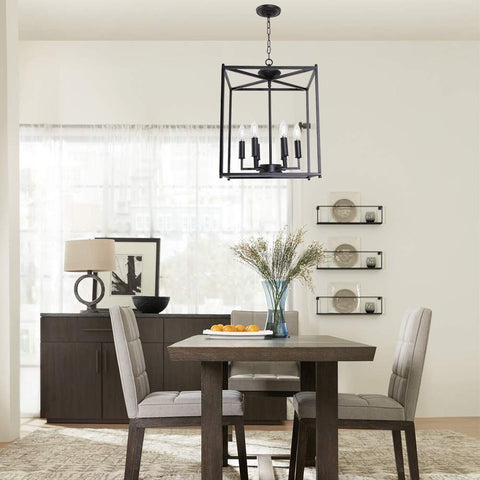 Farmhouse Chandelier 6-Lights Dining Room Lighting Entry Way Light Matte Blac...