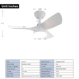 FINXIN Indoor Light Fixtures Ceiling Fan LED 30 Ceiling Fans for Bedroom,Livi...